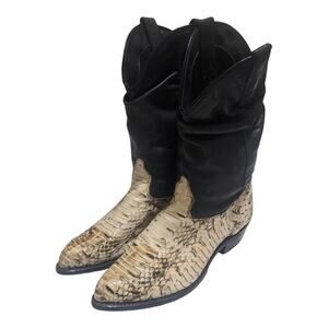 Capezio Womens Ivory Brown Python Leather Western Boots Size 8N Cowgirl Narrow
